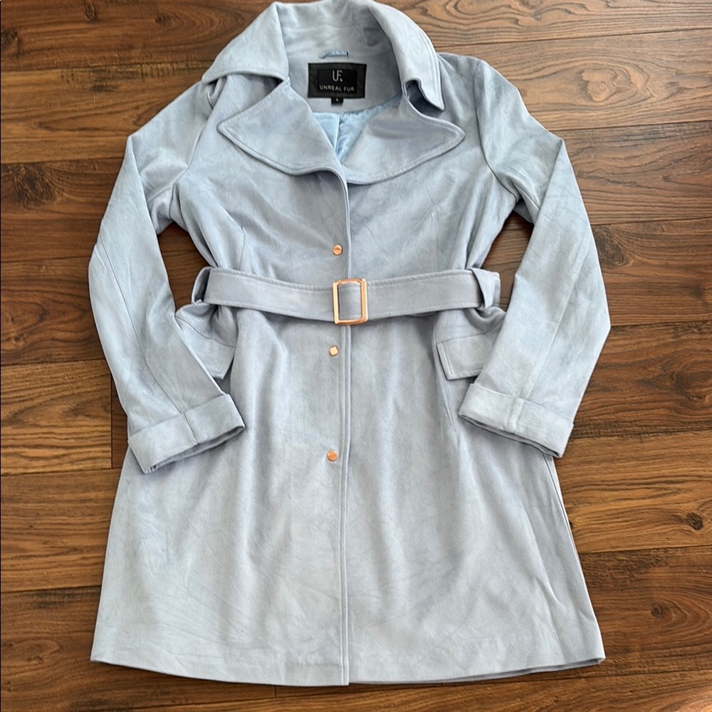 Unreal Fur Women's Light Blue Belted Coat